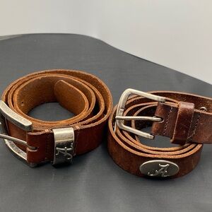 😎!!Men's Alabama Brown Leather Belt with  logo-cowhide, full grain Leather sz38